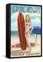 Seaside Heights, New Jersey - Surfing Pinup Girl-Lantern Press-Framed Stretched Canvas