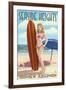 Seaside Heights, New Jersey - Surfing Pinup Girl-Lantern Press-Framed Art Print