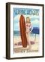 Seaside Heights, New Jersey - Surfing Pinup Girl-Lantern Press-Framed Art Print