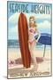 Seaside Heights, New Jersey - Surfing Pinup Girl-Lantern Press-Mounted Art Print