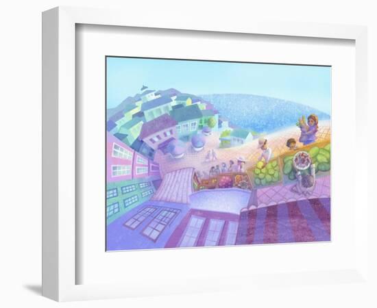 Seaside Market Landscape-April Hartmann-Framed Giclee Print