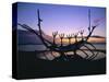 Seaside Monument at Sunset, Reykjavik, Iceland-Christian Kober-Stretched Canvas