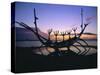 Seaside Monument at Sunset, Reykjavik, Iceland-Christian Kober-Stretched Canvas