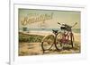 Seaside, New Jersey - Life is a Beautiful Ride - Beach Cruisers-Lantern Press-Framed Premium Giclee Print