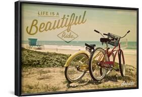 Seaside, New Jersey - Life is a Beautiful Ride - Beach Cruisers-Lantern Press-Framed Art Print