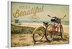 Seaside, New Jersey - Life is a Beautiful Ride - Beach Cruisers-Lantern Press-Framed Art Print