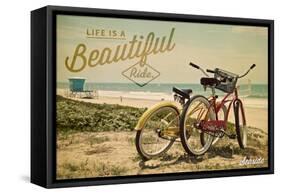 Seaside, New Jersey - Life is a Beautiful Ride - Beach Cruisers-Lantern Press-Framed Stretched Canvas