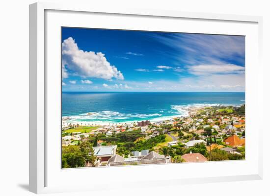 Seaside of Cape Town, Beautiful Coastal City in the Africa, Panoramic Landscape, Modern Buildings,-Anna Omelchenko-Framed Photographic Print