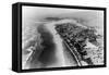 Seaside, Oregon - Aerial View of the City and Beach No. 2-Lantern Press-Framed Stretched Canvas