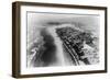 Seaside, Oregon - Aerial View of the City and Beach No. 2-Lantern Press-Framed Art Print