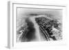 Seaside, Oregon - Aerial View of the City and Beach No. 2-Lantern Press-Framed Art Print