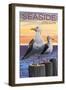 Seaside, Oregon - Sea Gulls-Lantern Press-Framed Art Print