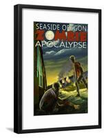 Seaside, Oregon - Zombie Apocalypse-Lantern Press-Framed Art Print