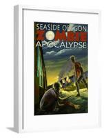 Seaside, Oregon - Zombie Apocalypse-Lantern Press-Framed Art Print