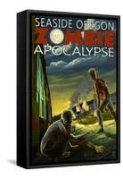 Seaside, Oregon - Zombie Apocalypse-Lantern Press-Framed Stretched Canvas