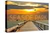 Seaside Park, New Jersey - Pier at Sunset-Lantern Press-Stretched Canvas