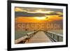 Seaside Park, New Jersey - Pier at Sunset-Lantern Press-Framed Premium Giclee Print