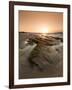 Seaside Rocks on Crackington Haven Beach at Sunset, Cornwall, England, United Kingdom, Europe-Ian Egner-Framed Photographic Print