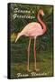 Season Greetings from Florida, Flamingo-null-Framed Stretched Canvas