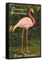 Season Greetings from Florida, Flamingo-null-Framed Stretched Canvas