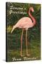 Season Greetings from Florida, Flamingo-null-Stretched Canvas