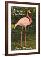 Season Greetings from Florida, Flamingo-null-Framed Art Print