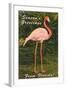 Season Greetings from Florida, Flamingo-null-Framed Art Print