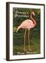 Season Greetings from Florida, Flamingo-null-Framed Art Print