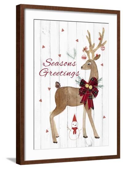 Season's Greetings Deer-PI Studio-Framed Art Print