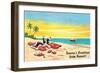 Season's Greetings from Hawaii, Santa's Clothes on Beach-null-Framed Art Print