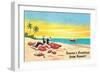 Season's Greetings from Hawaii, Santa's Clothes on Beach-null-Framed Art Print