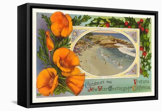 Season's Greetings from Ventura, California, Beach-null-Framed Stretched Canvas