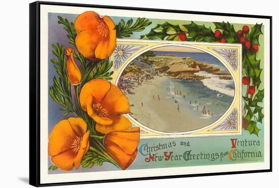 Season's Greetings from Ventura, California, Beach-null-Framed Stretched Canvas