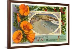 Season's Greetings from Ventura, California, Beach-null-Framed Art Print