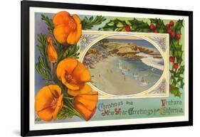 Season's Greetings from Ventura, California, Beach-null-Framed Art Print