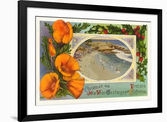 Season's Greetings from Ventura, California, Beach-null-Framed Premium Giclee Print