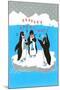 Season's Greetings, Penguin Band-null-Mounted Art Print