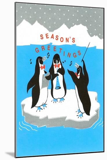 Season's Greetings, Penguin Band-null-Mounted Art Print