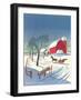 Season's Greetings, Sleigh and Farm-null-Framed Art Print