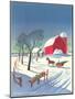 Season's Greetings, Sleigh and Farm-null-Mounted Art Print