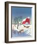 Season's Greetings, Sleigh and Farm-null-Framed Art Print