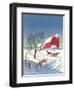 Season's Greetings, Sleigh and Farm-null-Framed Art Print