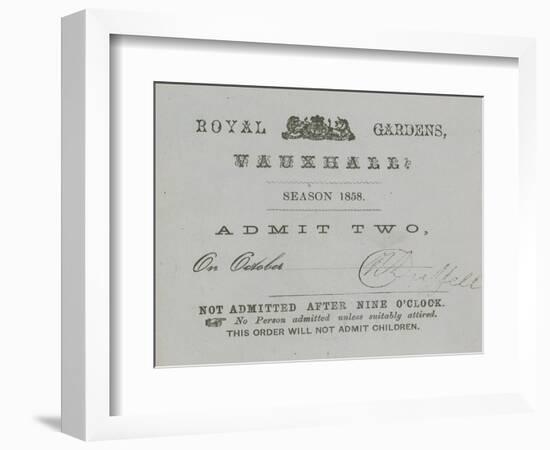 Season Ticket, Vauxhall Gardens, London-null-Framed Giclee Print