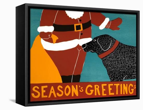 Seasons Greetings Black-Stephen Huneck-Framed Stretched Canvas