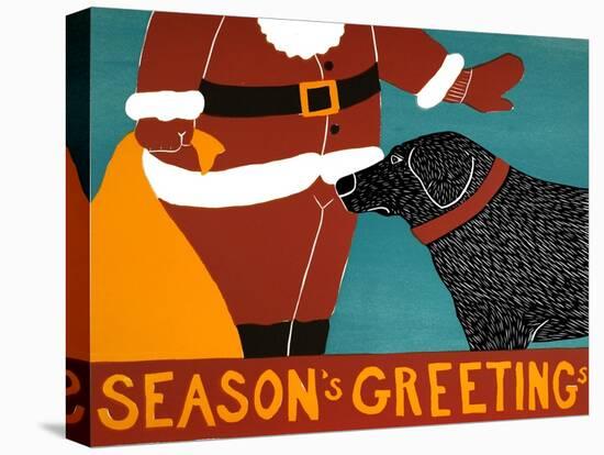 Seasons Greetings Black-Stephen Huneck-Stretched Canvas
