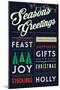 Seasons Greetings - Christmas Block Typography-Lantern Press-Mounted Art Print