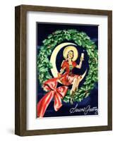 "Seasons Greetings" Retro Christmas Beer Advertisement-Piddix-Framed Art Print