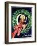 "Seasons Greetings" Retro Christmas Beer Advertisement-Piddix-Framed Art Print