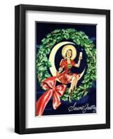 "Seasons Greetings" Retro Christmas Beer Advertisement-Piddix-Framed Art Print