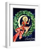 "Seasons Greetings" Retro Christmas Beer Advertisement-Piddix-Framed Art Print